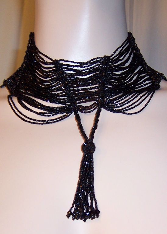Victorian Black Jet Beaded Choker 5