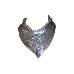 Vintage Whiting  & Davis Silver Metal Mesh Bib Necklace/Collar