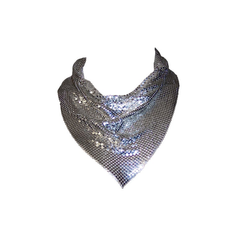 Whiting  
Davis Silver Metal Mesh Bib Necklace/Collar For Sale