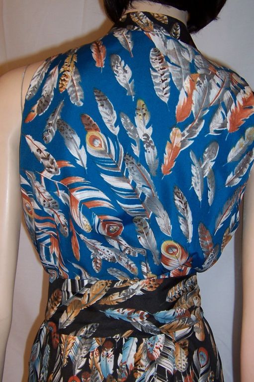 1960's Eleanor Brenner Printed Jumpsuit & Matching Kimono For Sale 1