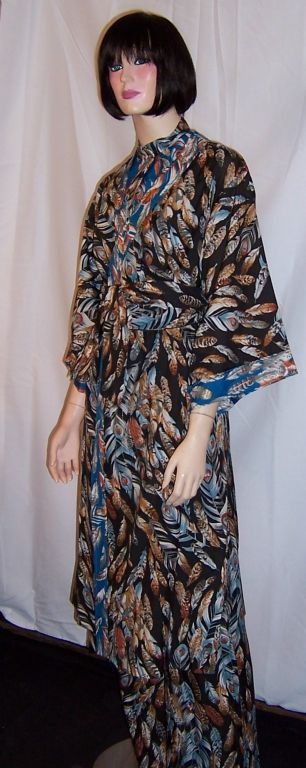 1960's Eleanor Brenner Printed Jumpsuit & Matching Kimono For Sale 3