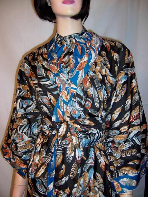 1960's Eleanor Brenner Printed Jumpsuit & Matching Kimono For Sale 5