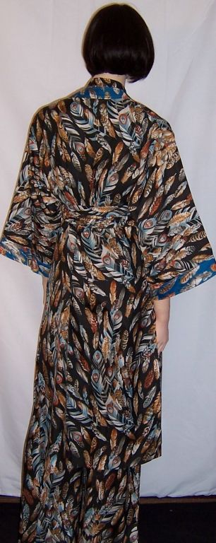 1960's Eleanor Brenner Printed Jumpsuit & Matching Kimono For Sale 6