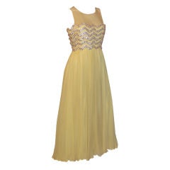 Elinor Simmons for Malcolm Starr-Yellow  Beaded Chiffon Gown