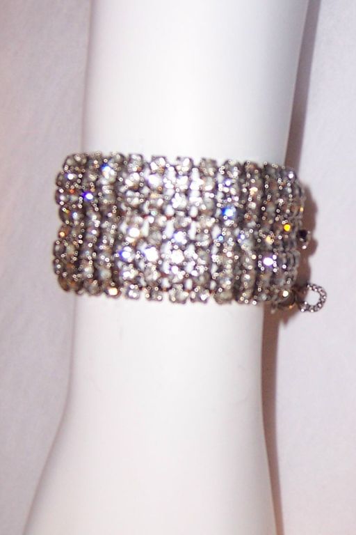 Weiss Clear Rhinestone Bracelet with Safety Chain For Sale 1
