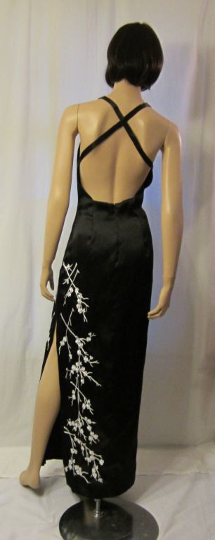 Women's Nicole Miller Striking Black & White Embroidered  Evening Gown For Sale
