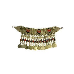 Afghani Bib Necklace with Enamelwork and Coins