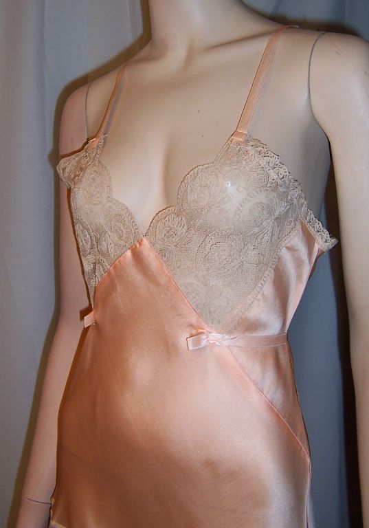 1920's Apricot Teddy Elaborately Trimmed in Ecru Lace 1