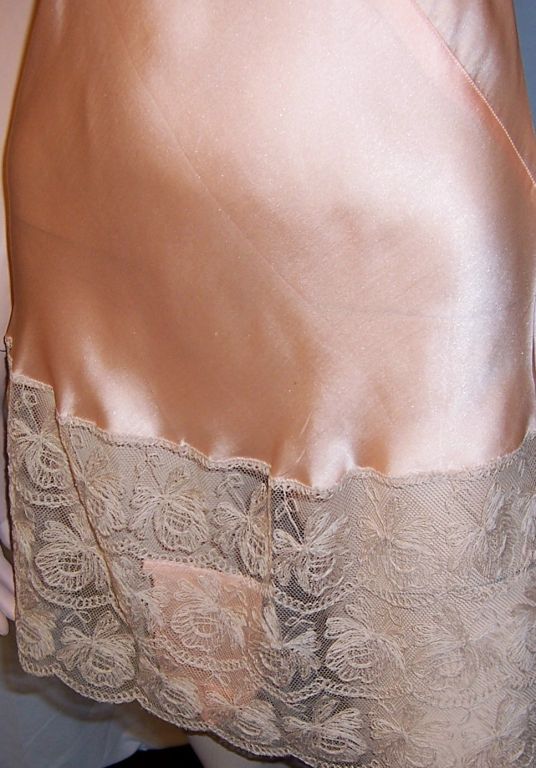 1920's Apricot Teddy Elaborately Trimmed in Ecru Lace 2