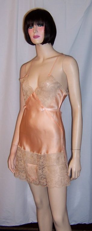 1920's Apricot Teddy Elaborately Trimmed in Ecru Lace 3