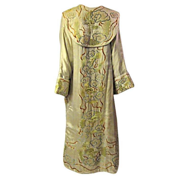Early 20th Century Asian Hand-Embroidered Robe with Dragons For Sale at ...