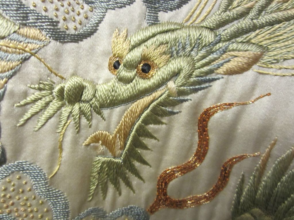 Early 20th Century Asian Hand-Embroidered Robe with Dragons For Sale 4