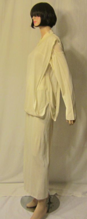Issey Miyake Soft White Two-Piece Ensemble for Bergdorf Goodman In New Condition For Sale In Oradell, NJ