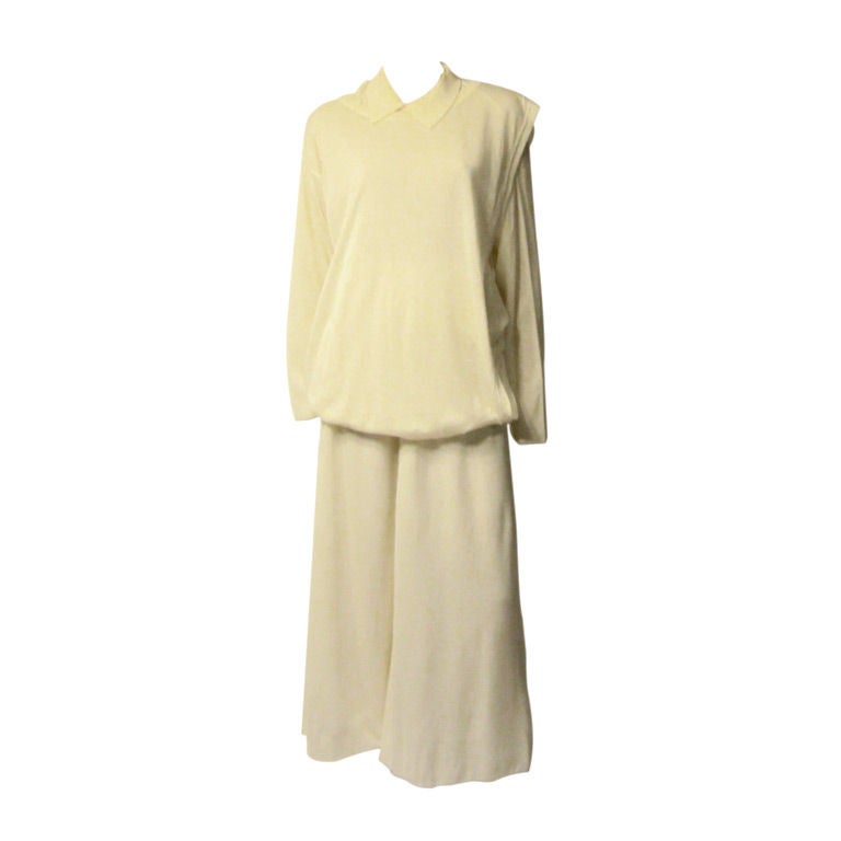 Issey Miyake Soft White Two-Piece Ensemble for Bergdorf Goodman For Sale
