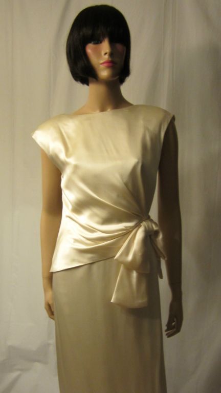 Giorgio of Beverly Hills Soft White  Charmeuse Cocktail Dress For Sale 3