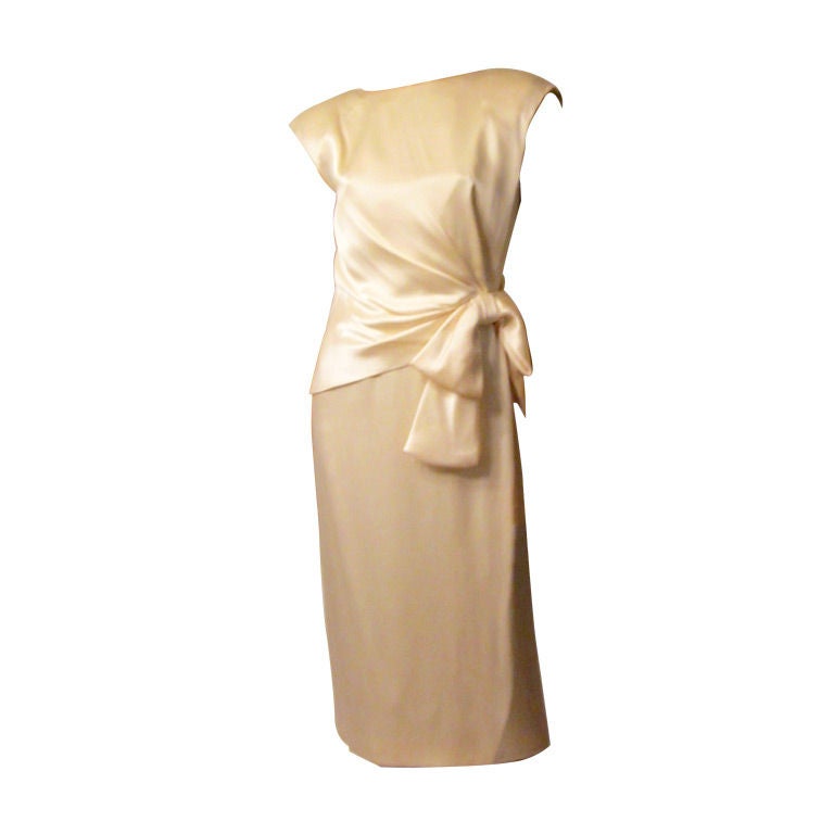 Giorgio of Beverly Hills Soft White  Charmeuse Cocktail Dress For Sale