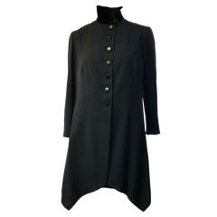 Vintage Exceptionally Elegant Edwardian Navy Coat with Velvet Collar