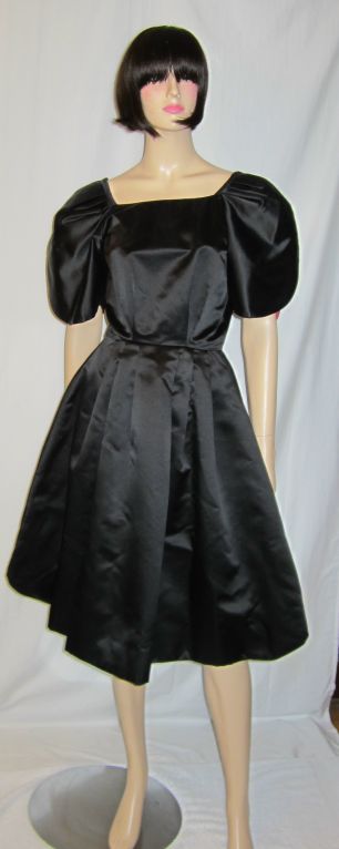 Early 1960's  "Hattie"  Black and Red Silk Cocktail Dress
