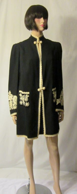 Edwardian Black & White Hand-Embroidered Jacket