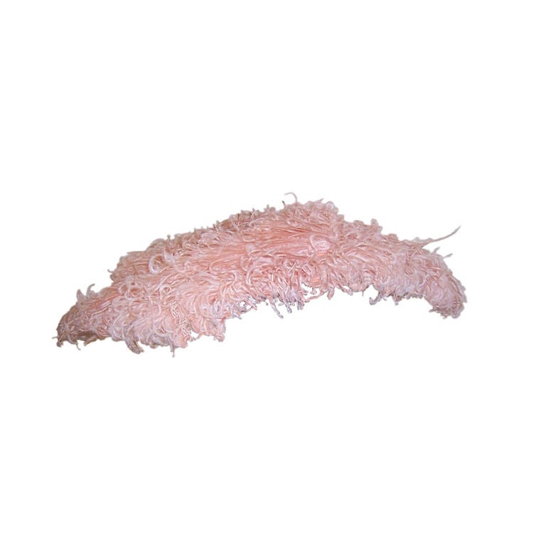 1950's Saucer-Shaped Hat with Pink Ostrich Feathers by Lora For Sale