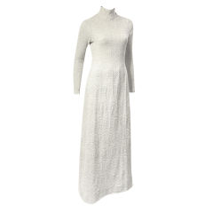 Vintage Wonderful Winter White Knitted Gown with Turtleneck/Long Sleeves