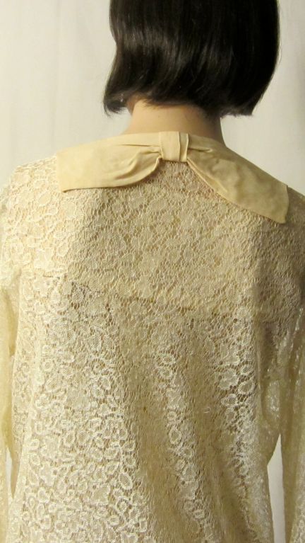 1920's Smart & Sassy Ecru Lace & Chiffon Dress/Matching Jacket For Sale 4