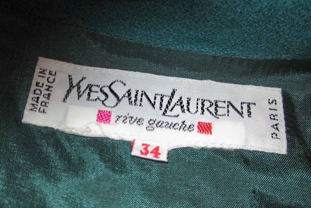 Yves Saint Laurent Rive Gauche Emerald Green Stylish Jacket For Sale 6