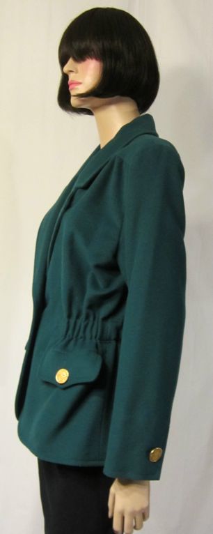 Yves Saint Laurent Rive Gauche Emerald Green Stylish Jacket In Excellent Condition For Sale In Oradell, NJ