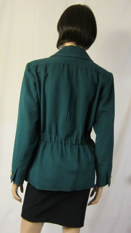 Women's Yves Saint Laurent Rive Gauche Emerald Green Stylish Jacket For Sale