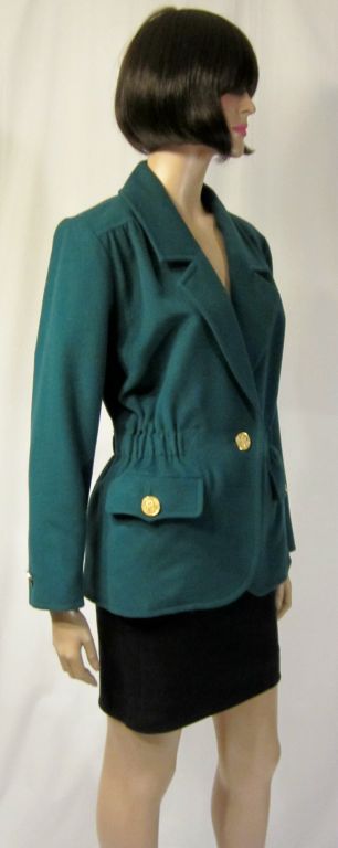 Yves Saint Laurent Rive Gauche Emerald Green Stylish Jacket For Sale 1