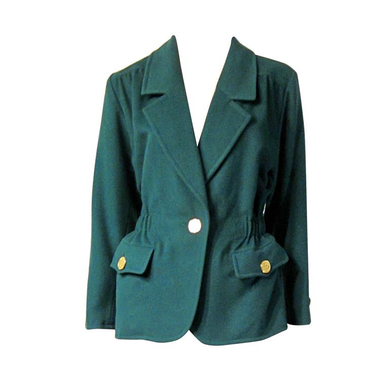 Yves Saint Laurent Rive Gauche Emerald Green Stylish Jacket For Sale