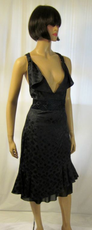 Emporio Armani Midnight Navy Cocktail Dress with Fine Detailing For Sale 3