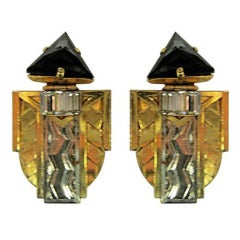 Exquisite Pair of "Art Deco" Inspired Clip-On Earrings