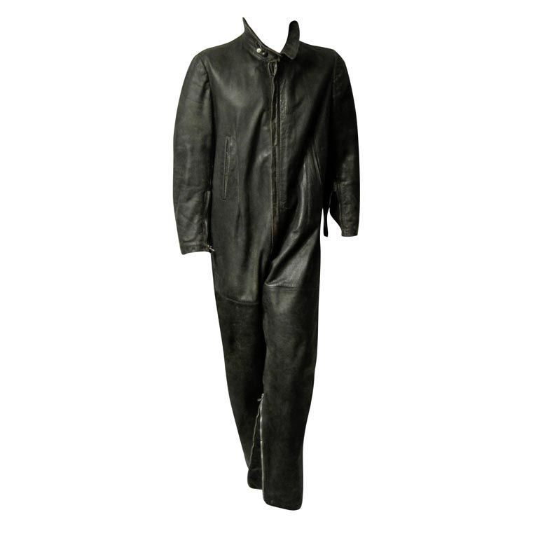 Mens- WWII German Kriegsmarine Black Leather Coveralls For Sale at 1stDibs