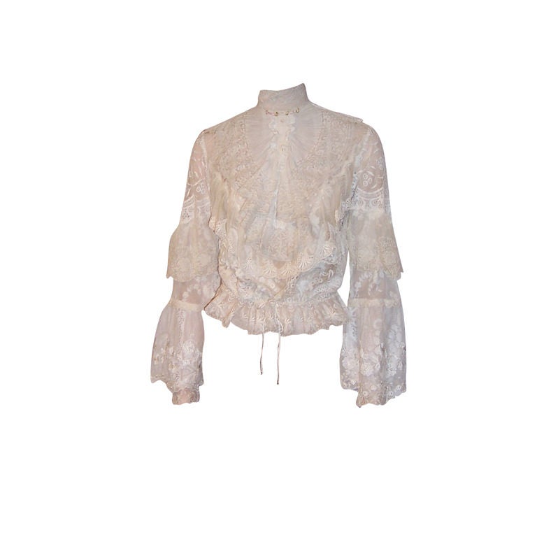 1970's Blouse of Mixed Lace Made in the Victorian Style at 1stDibs