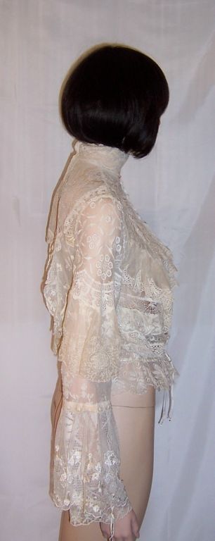 Women's 1970's Blouse of Mixed Lace Made in the Victorian Style