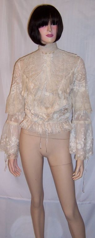 1970's Blouse of Mixed Lace Made in the Victorian Style 4