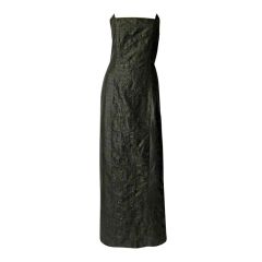 Petrovitch & Robinson Black Silk Strapless Gown with Beading