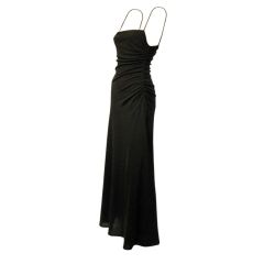 Shelli Segal-Simple, Sleek, & Sensual Black Evening Gown/Ruching