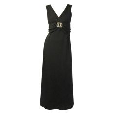 Ceil Chapman-1960's Black Sleeveless Evening Gown