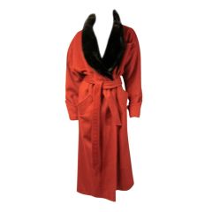 Luxurious Rust Colored Wrap-Around Coat with Large Shawl Collar