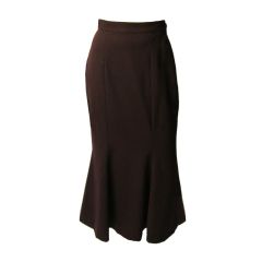 OMO Norma Kamali Long Brown Woolen Skirt