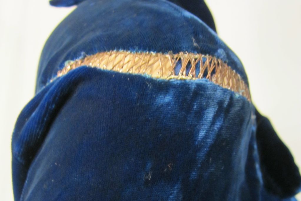 Royal Midnight Blue Silk Velvet 1930's Bias-Cut Gown For Sale 4