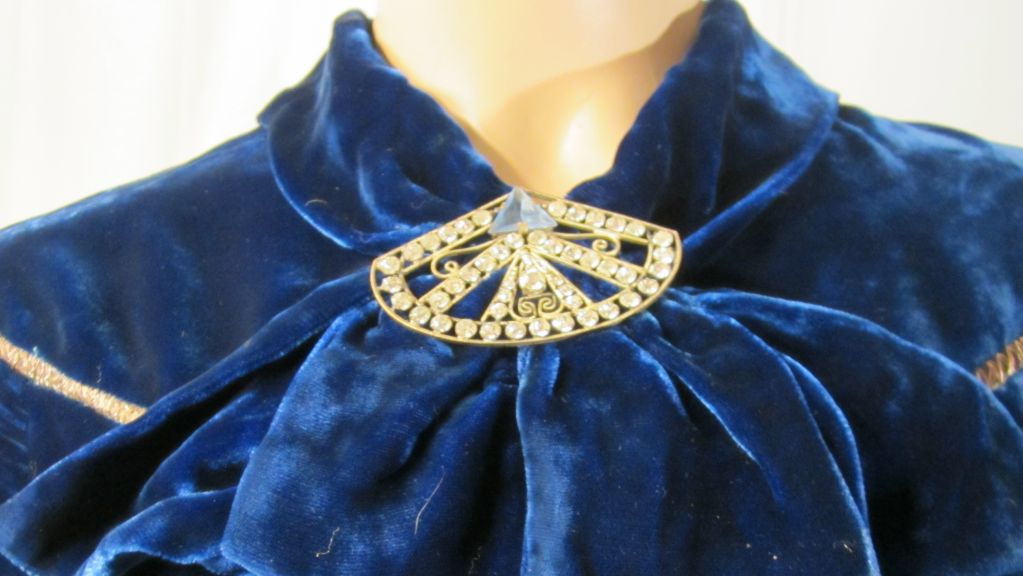 Royal Midnight Blue Silk Velvet 1930's Bias-Cut Gown For Sale 5