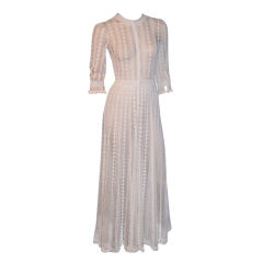 Vintage Finely Crocheted White Lace Gown