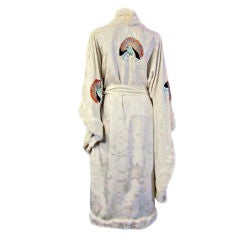 Antique Uniquely Fabulous White Japanese Kimono Trimmed with Fur