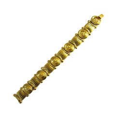 Exquisite Egyptian Revival Gold-Toned Bracelet with Medallions