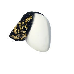 Exquisite Black Hat with Brass Filgree/Pearls-Hattie Carnegie