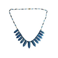 Cobalt Blue Poured Glass, Stylized Petal  Necklace