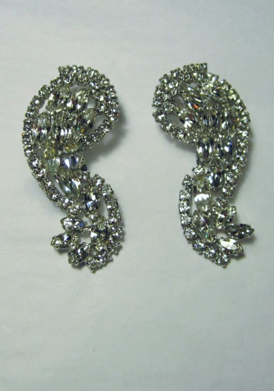 Brilliant Large Clear Rhinestone Clip-On Earrings